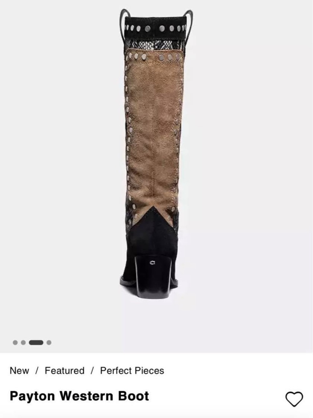 Coach Women's Tan Suede/Black/Snake-Print Western Boots - Picture 3 of 11